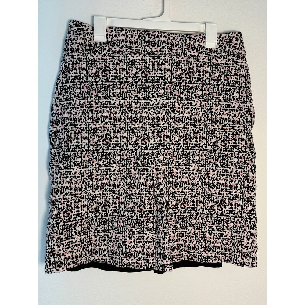 Talbots Woman Pink Black White Textured Tweed Pencil Skirt Size 14W Lined Office